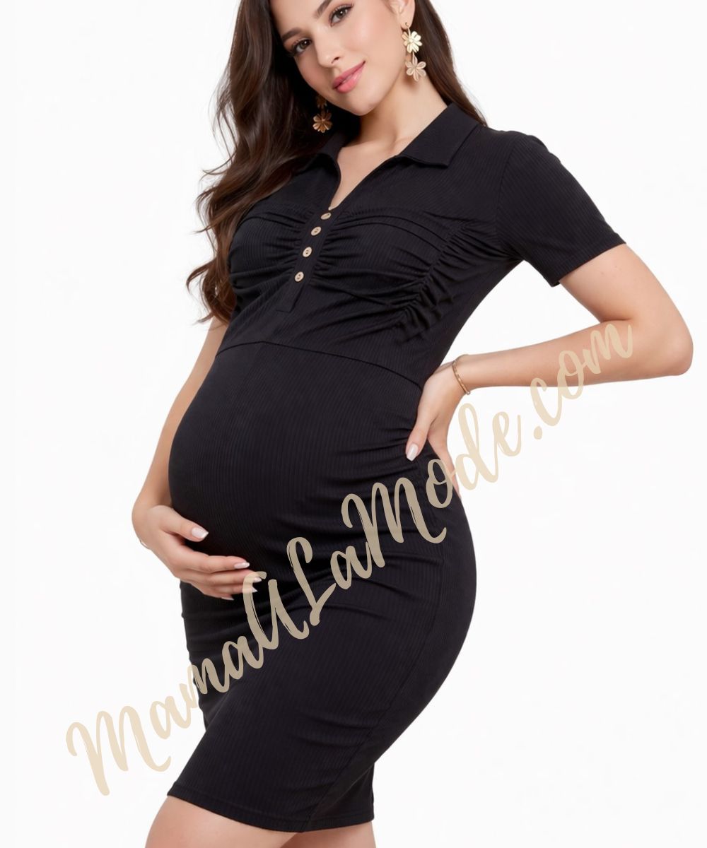Vestido-Materno-Darcy-Negro-MAMAALAMODE Vestido para embarazadas Darcy