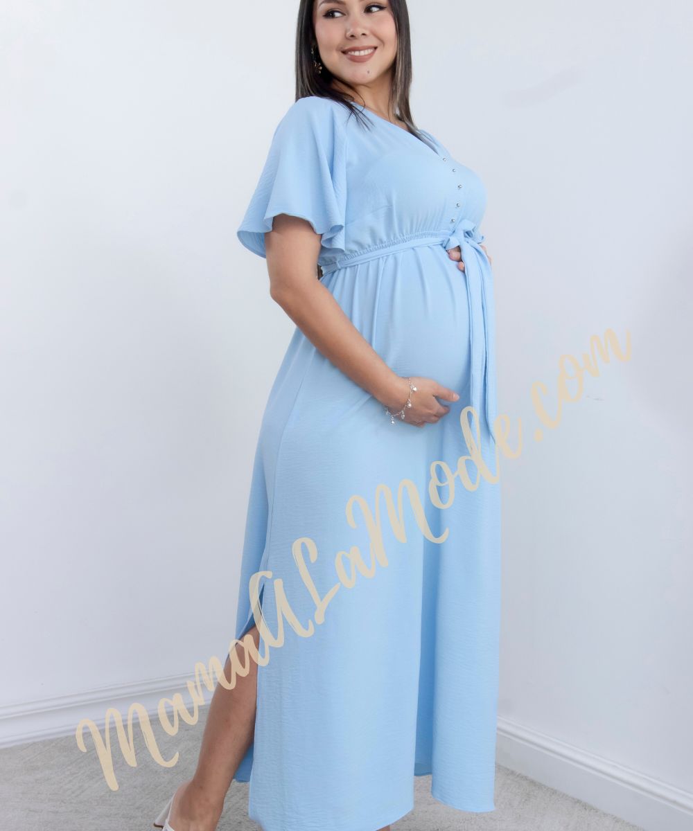 Vestido-Materno-Abril-Celeste-MAMAALAMODE Vestido para embarazadas Abril